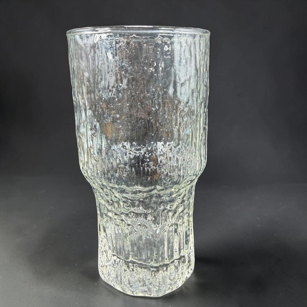 Iittala Aslak Tapio Wirkkala Finland Textured Ice Glass Highball Tumbler 5.5in